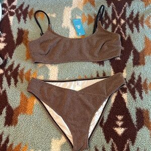 NEW CUPSHE SWIM LARGE Brown and black bikini!